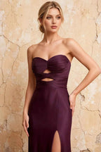 Karina Grape Satin Cutout Mermaid Maxi Dress