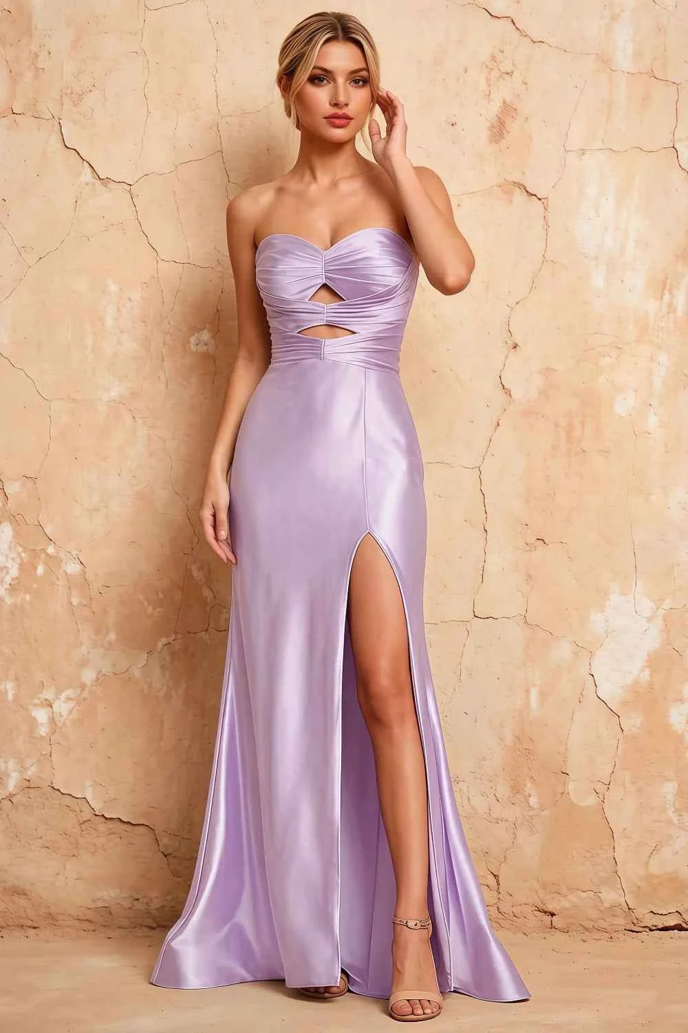 Karina Lavender Satin Cutout Mermaid Maxi Dress Main image