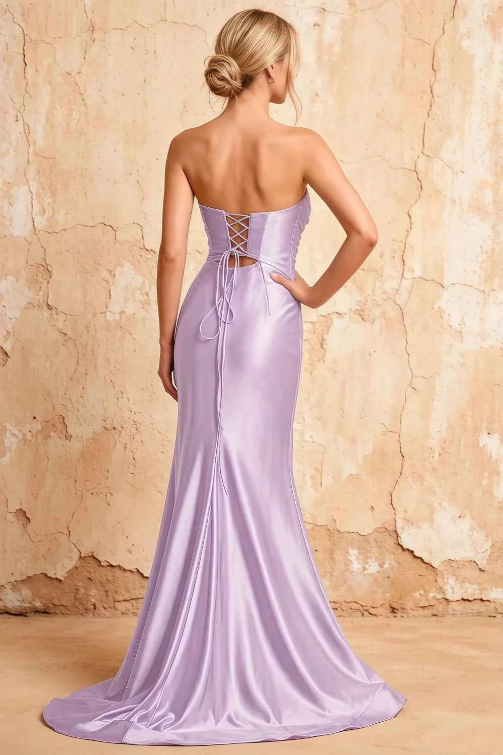 Karina Lavender Satin Cutout Mermaid Maxi Dress