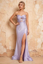 Karina Lavender Satin Cutout Mermaid Maxi Dress