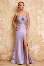 Karina Lavender Satin Cutout Mermaid Maxi Dress