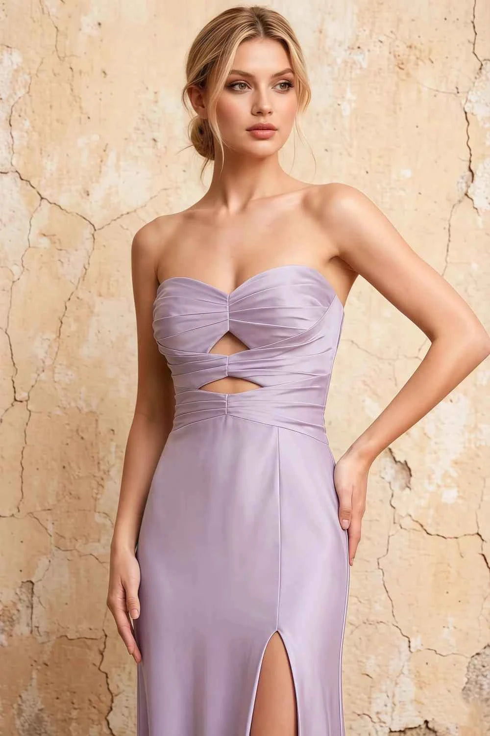 Karina Lavender Satin Cutout Mermaid Maxi Dress
