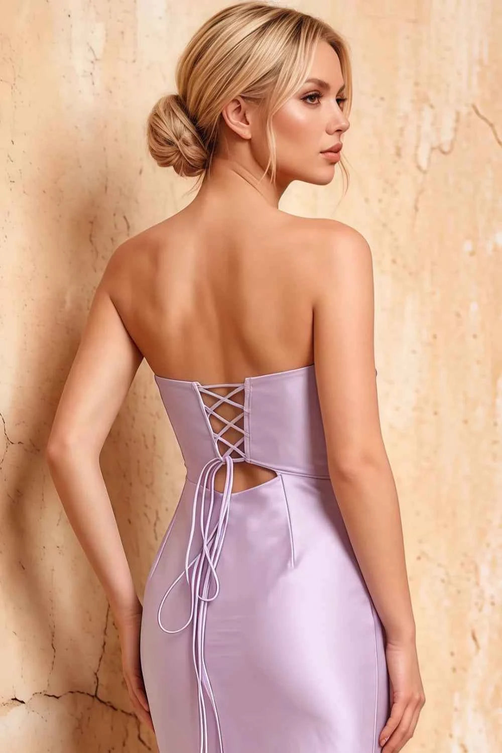 Karina Lavender Satin Cutout Mermaid Maxi Dress