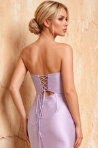 Karina Lavender Satin Cutout Mermaid Maxi Dress