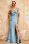 Karina Light Blue Satin Cutout Mermaid Maxi Dress