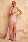 Karina Light Pink Satin Cutout Mermaid Maxi Dress