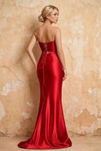 Karina Red Satin Cutout Mermaid Maxi Dress