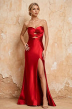 Karina Red Satin Cutout Mermaid Maxi Dress