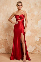 Karina Red Satin Cutout Mermaid Maxi Dress