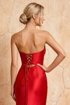 Karina Red Satin Cutout Mermaid Maxi Dress