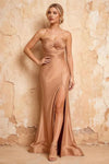 Karina Rose Gold Satin Cutout Mermaid Maxi Dress