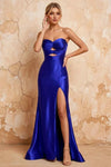 Karina Royal Blue Satin Cutout Mermaid Maxi Dress