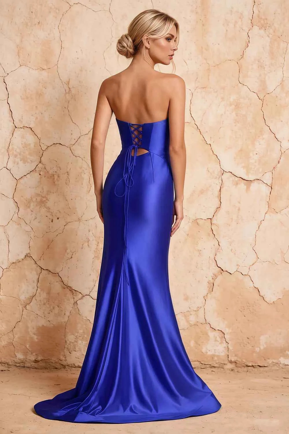 Karina Royal Blue Satin Cutout Mermaid Maxi Dress Secondary image