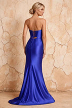 Karina Royal Blue Satin Cutout Mermaid Maxi Dress