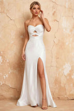 Karina White Satin Cutout Mermaid Maxi Dress