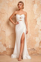 Karina White Satin Cutout Mermaid Maxi Dress