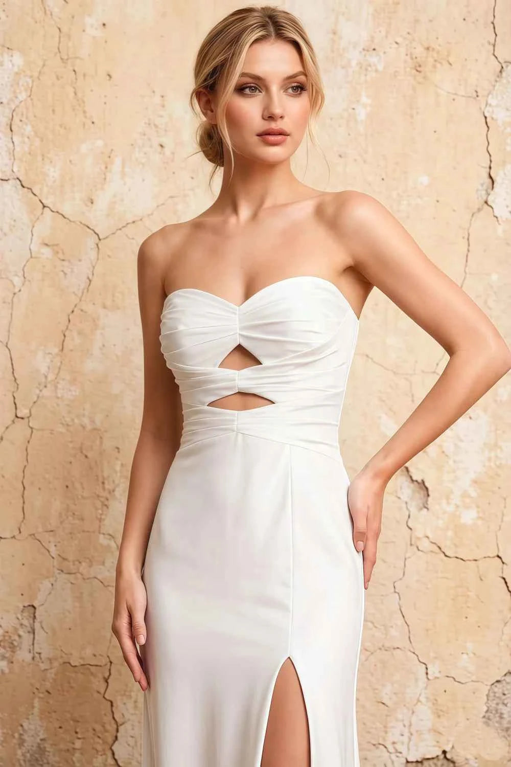 Karina White Satin Cutout Mermaid Maxi Dress