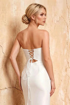 Karina White Satin Cutout Mermaid Maxi Dress
