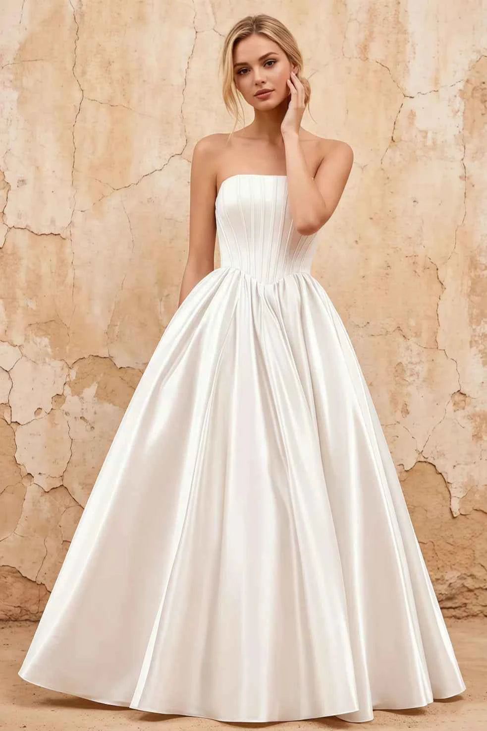 Kathryn White Satin A-Line Corset Maxi Dress