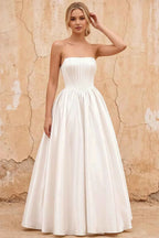 Kathryn White Satin A-Line Corset Maxi Dress