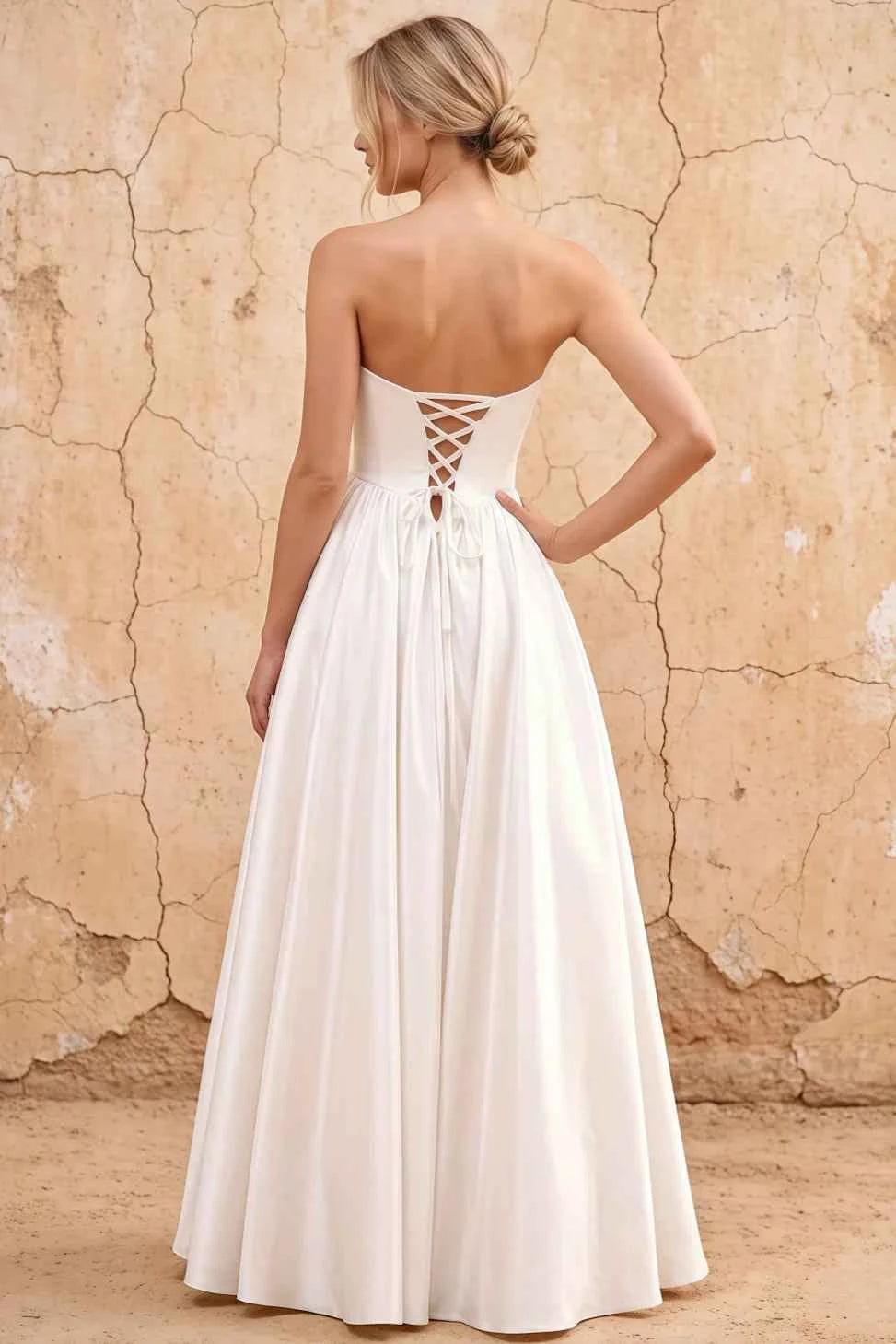 Kathryn White Satin A-Line Corset Maxi Dress
