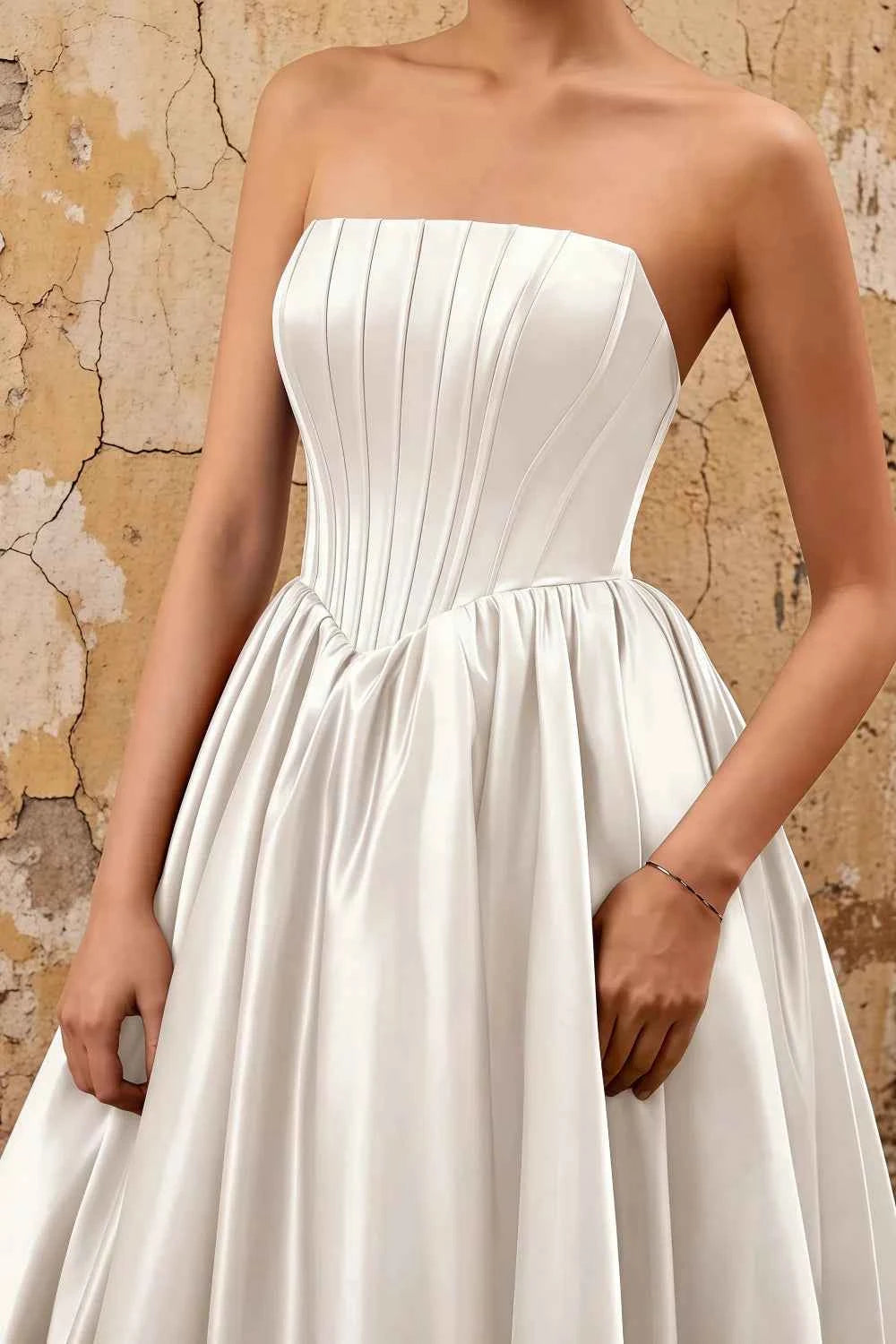 Kathryn White Satin A-Line Corset Maxi Dress