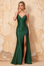 Katie Emerald Green Satin Beaded Mermaid Maxi Dress