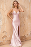 Katie Pink Satin Beaded Mermaid Maxi Dress