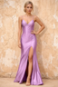 Katie Purple Satin Beaded Mermaid Maxi Dress