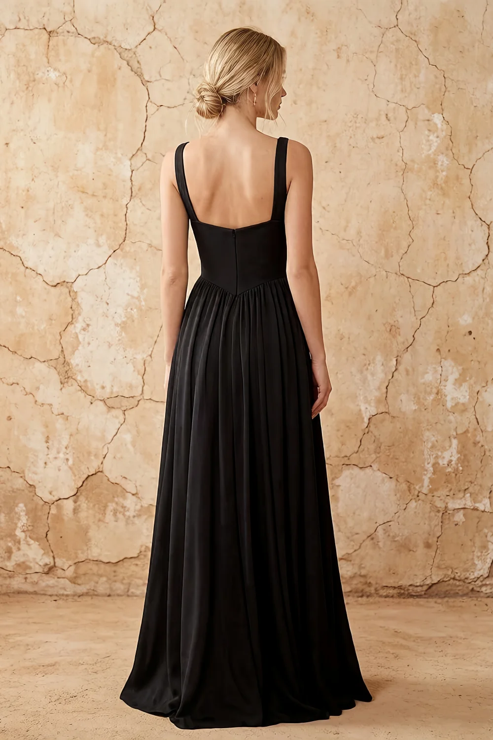 Kimberly Black Jacquard Pearl Square Neck Maxi Dress