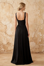 Kimberly Black Jacquard Pearl Square Neck Maxi Dress