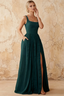 Kimberly Forest Green Jacquard Pearl Square Neck Maxi Dress