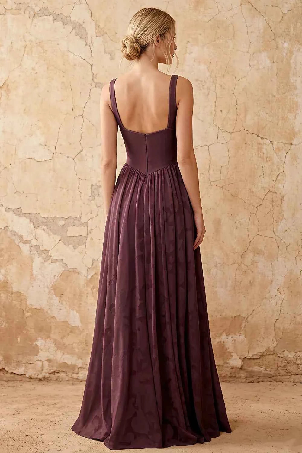 Kimberly Truffle Jacquard Pearl Square Neck Maxi Dress