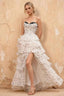 Kimberley White Polka Dot Corset Bustier Tiered Maxi Dress
