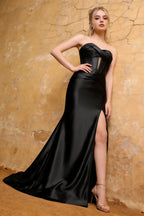 Kristen Black Satin Twist-front Cutout Maxi Dress