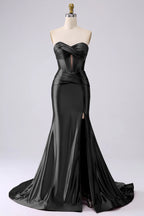 Kristen Black Satin Twist-front Cutout Maxi Dress