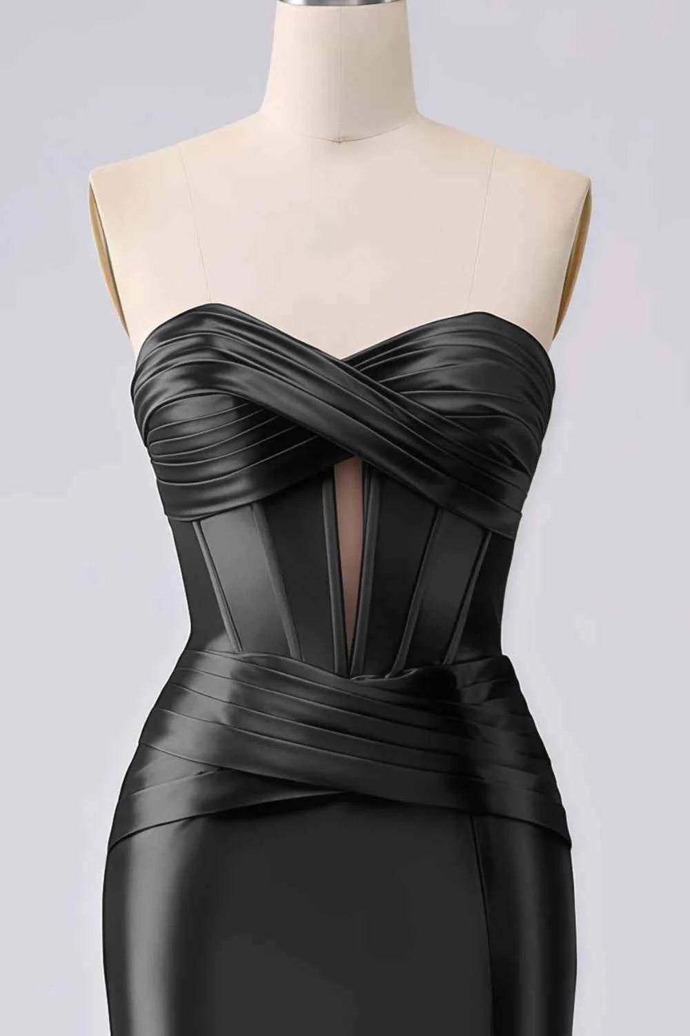 Kristen Black Satin Twist-front Cutout Maxi Dress