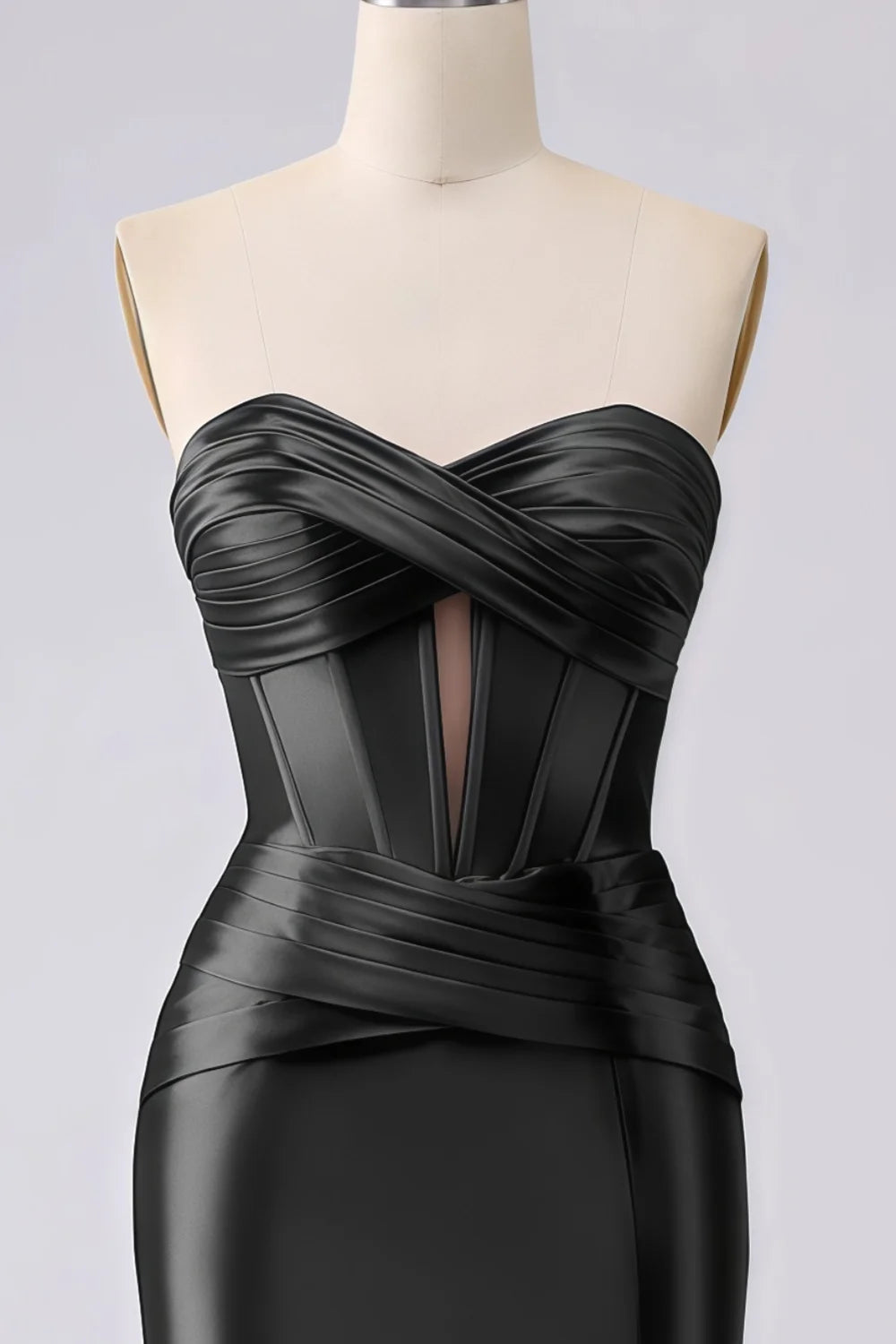 Kristen Black Satin Twist-front Cutout Maxi Dress