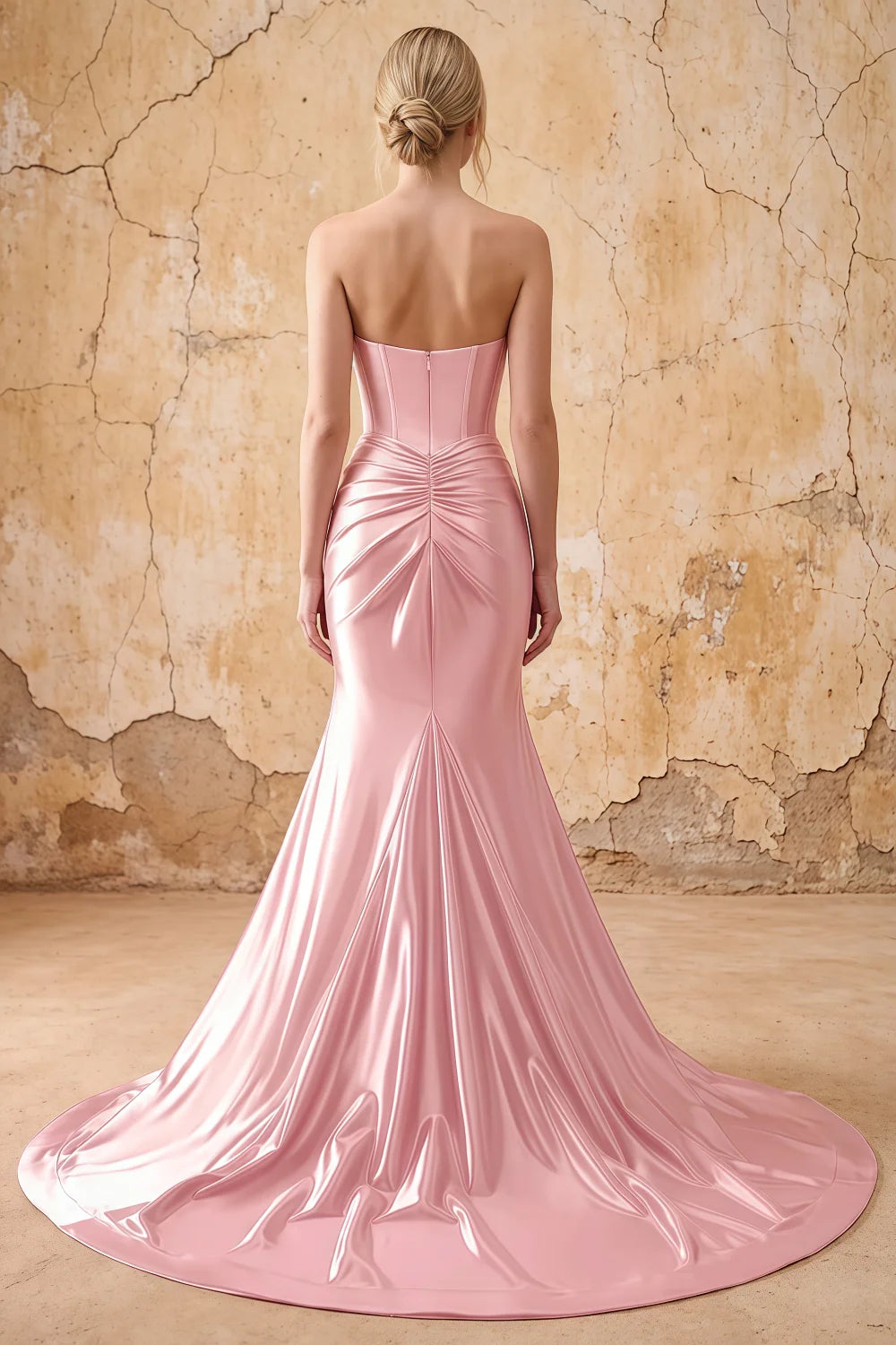 Kristen Blush Pink Satin Twist-front Cutout Maxi Dress
