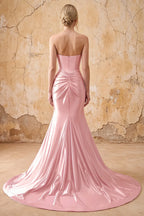 Kristen Blush Pink Satin Twist-front Cutout Maxi Dress