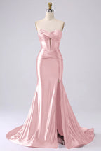 Kristen Blush Pink Satin Twist-front Cutout Maxi Dress