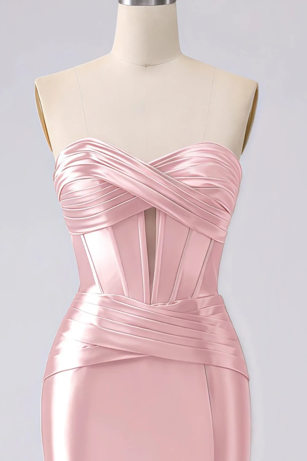 Kristen Blush Pink Satin Twist-front Cutout Maxi Dress