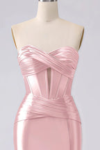 Kristen Blush Pink Satin Twist-front Cutout Maxi Dress