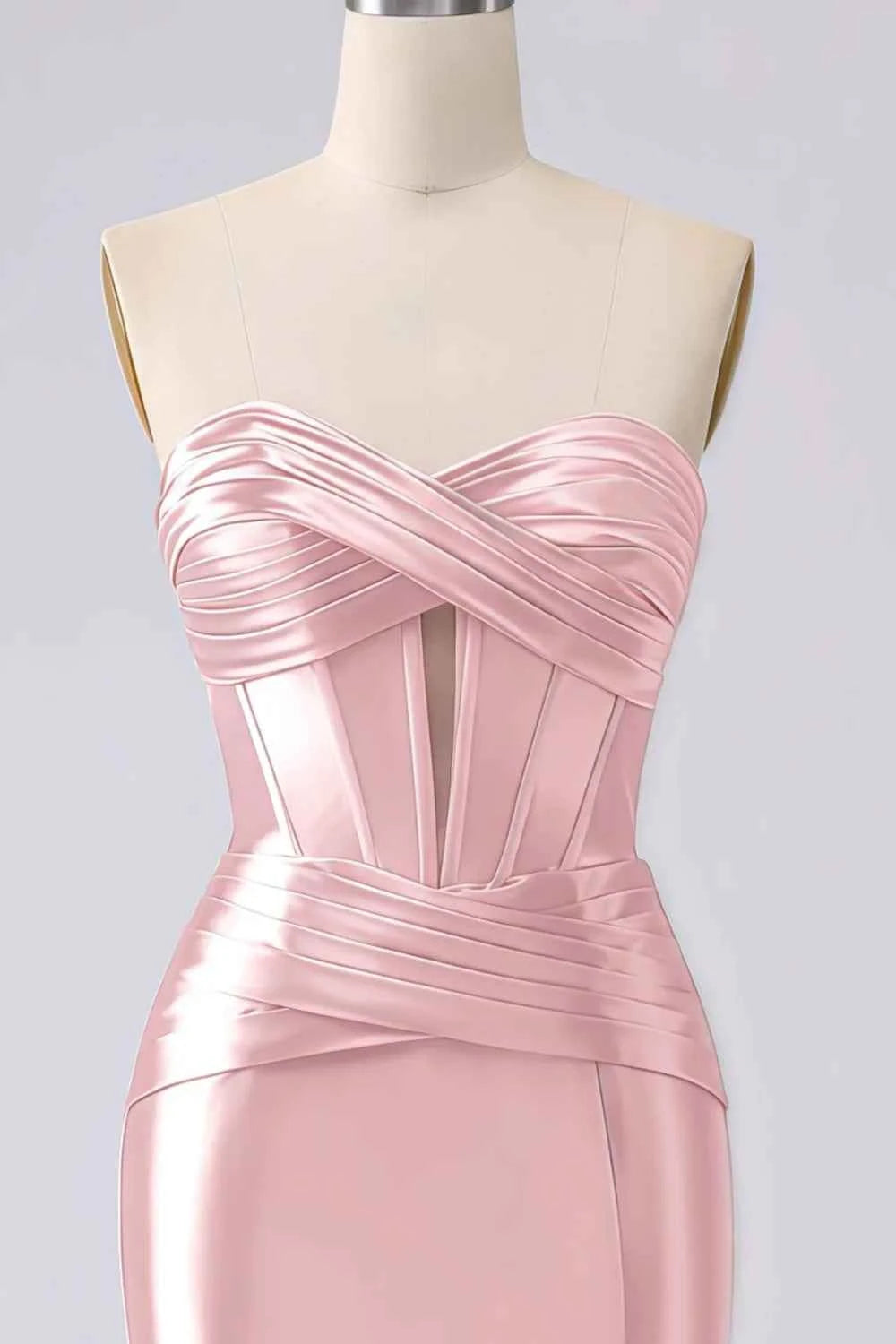 Kristen Blush Pink Satin Twist-front Cutout Maxi Dress