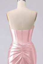 Kristen Blush Pink Satin Twist-front Cutout Maxi Dress