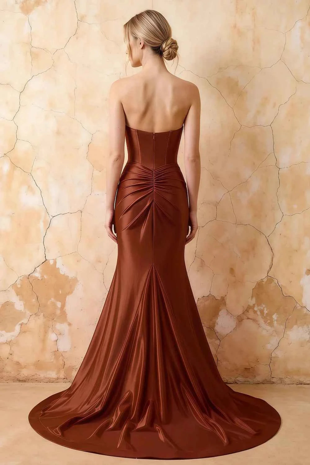Kristen Brown Satin Twist-front Cutout Maxi Dress