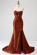 Kristen Brown Satin Twist-front Cutout Maxi Dress