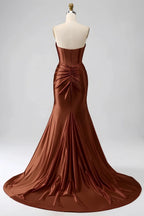 Kristen Brown Satin Twist-front Cutout Maxi Dress