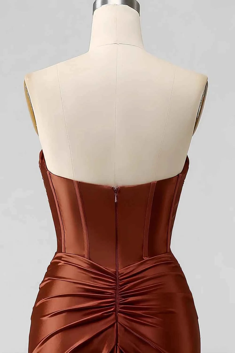 Kristen Brown Satin Twist-front Cutout Maxi Dress