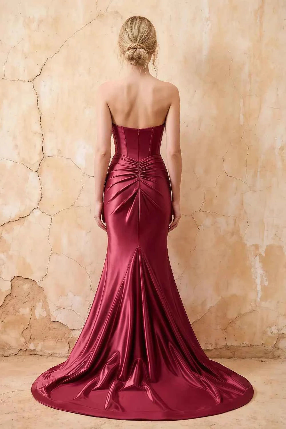 Kristen Burgundy Satin Twist-front Cutout Maxi Dress